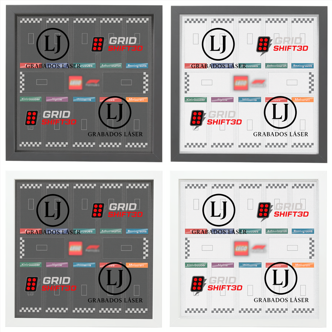 Cuadro expositor de madera 25x25 cm para colección LEGO Formula 1 Mini – 12 coches